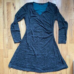 Prana Nadia Faux Wrap Dress Long Sleeves, Coal Women’s Size Medium